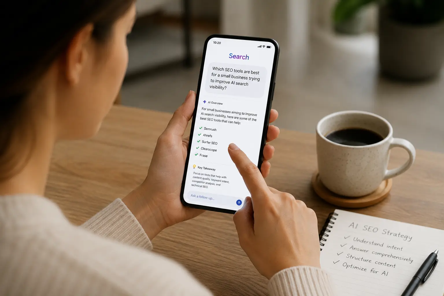 AI SEO results on mobile showing how AI-generated answers appear in modern search experiences