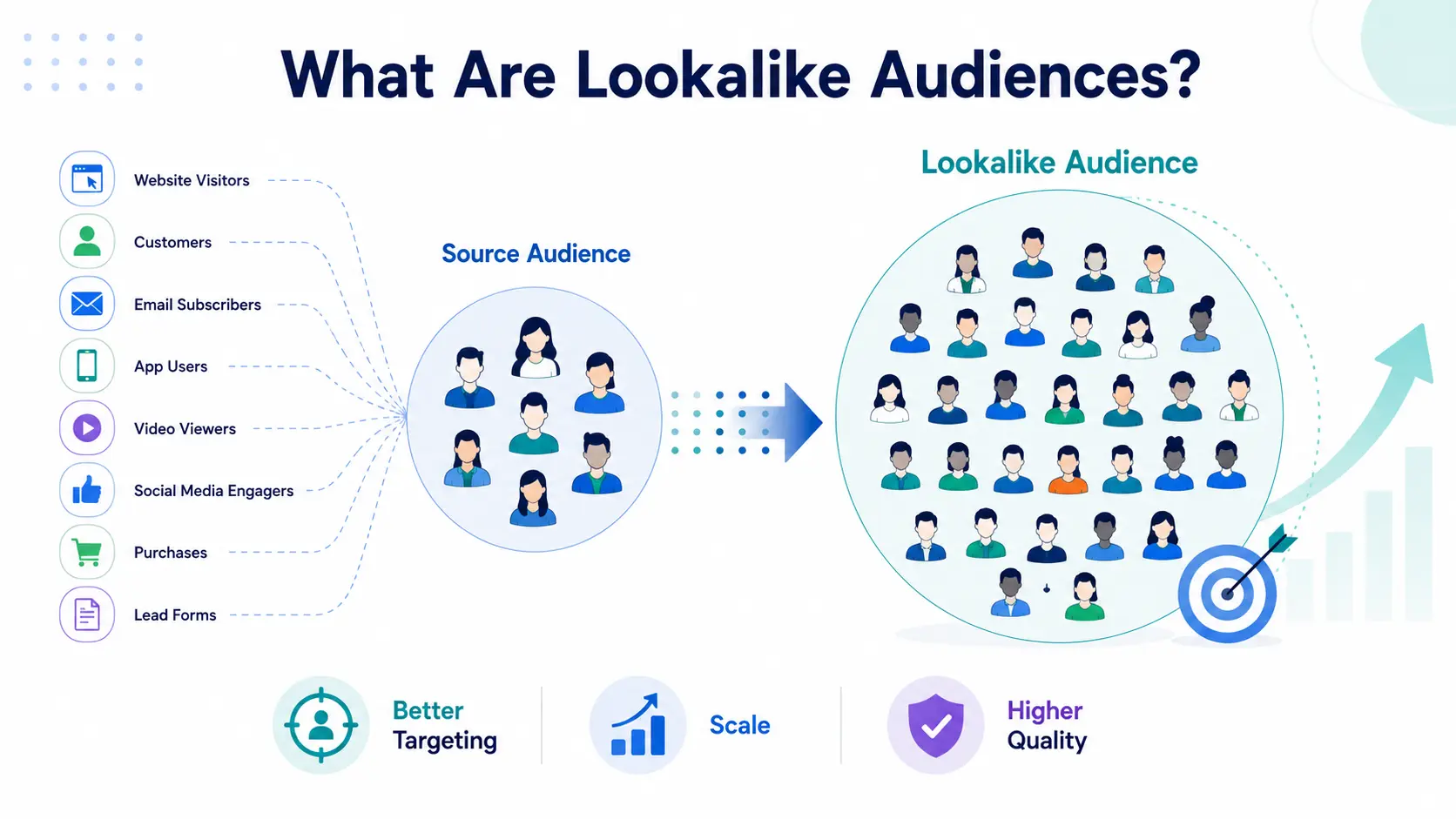 Lookalike audiences in Meta Ads showing how similar users are found from a source audience