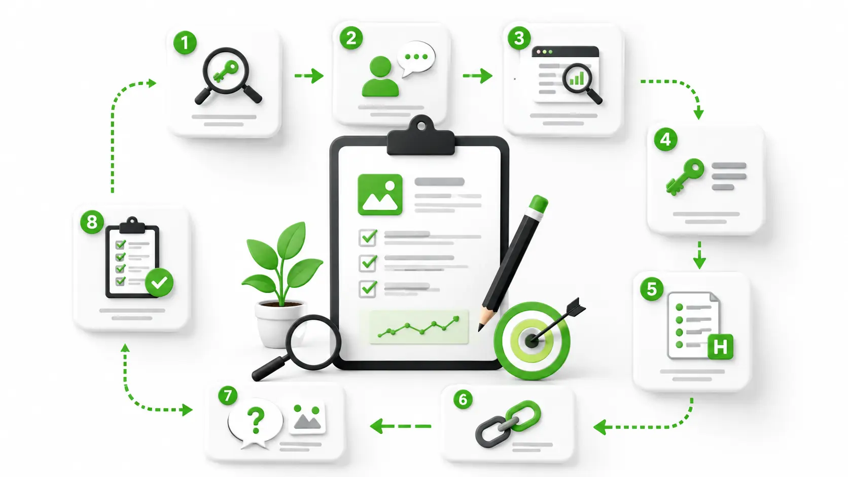 SEO content brief structure showing heading hierarchy and what to include before writing