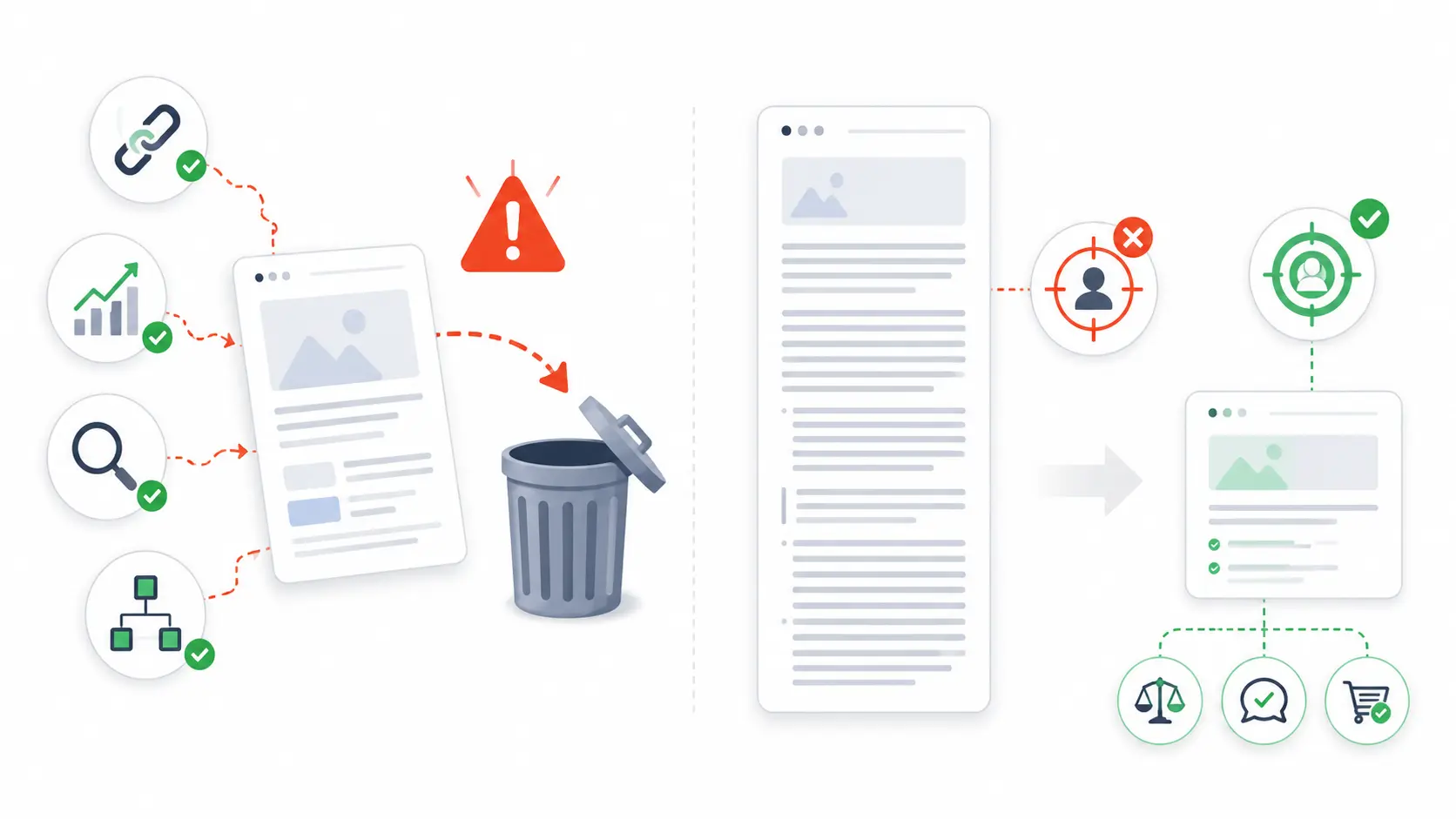 Common thin content SEO mistakes to avoid including deleting without checking value or adding empty words