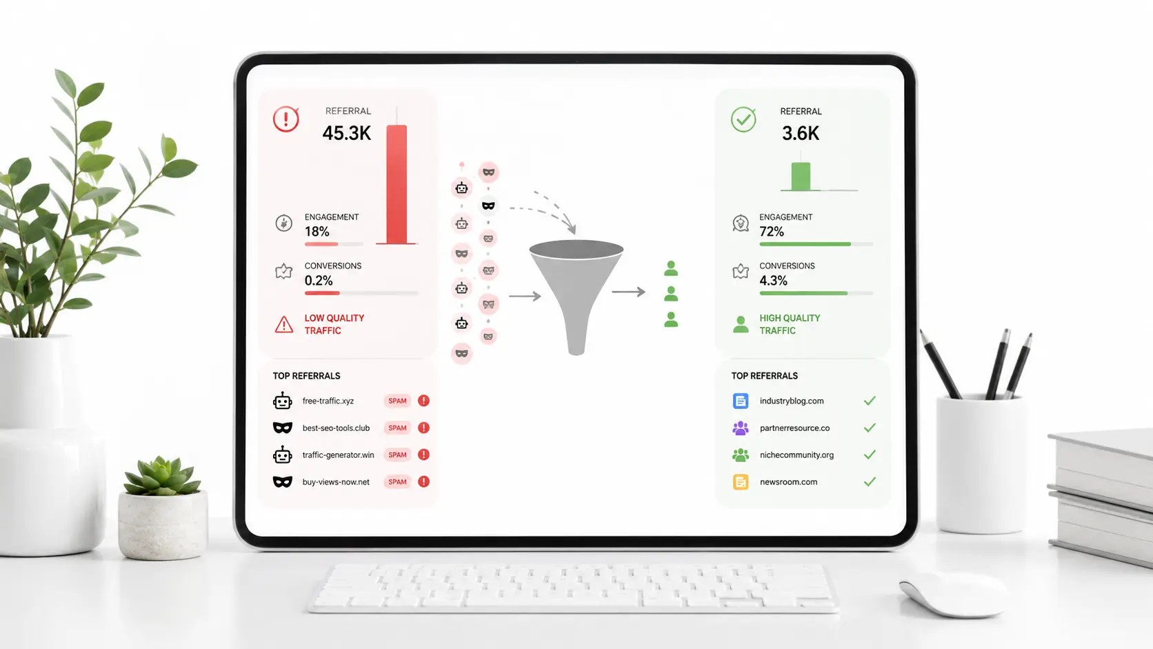 How to measure referral traffic success showing key metrics and engagement quality signals
