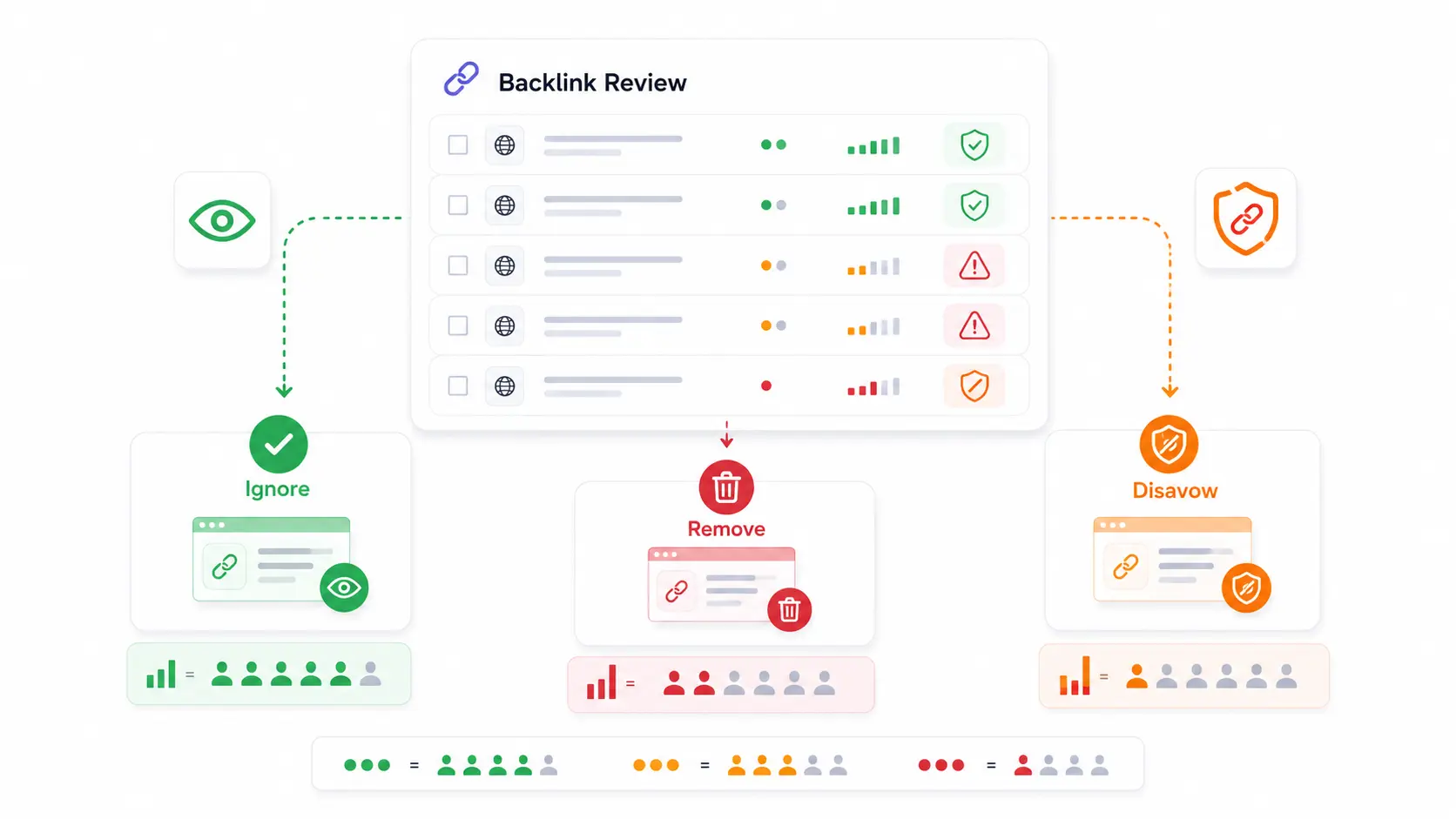 Should you remove, disavow, or ignore toxic backlinks showing the three-action decision process