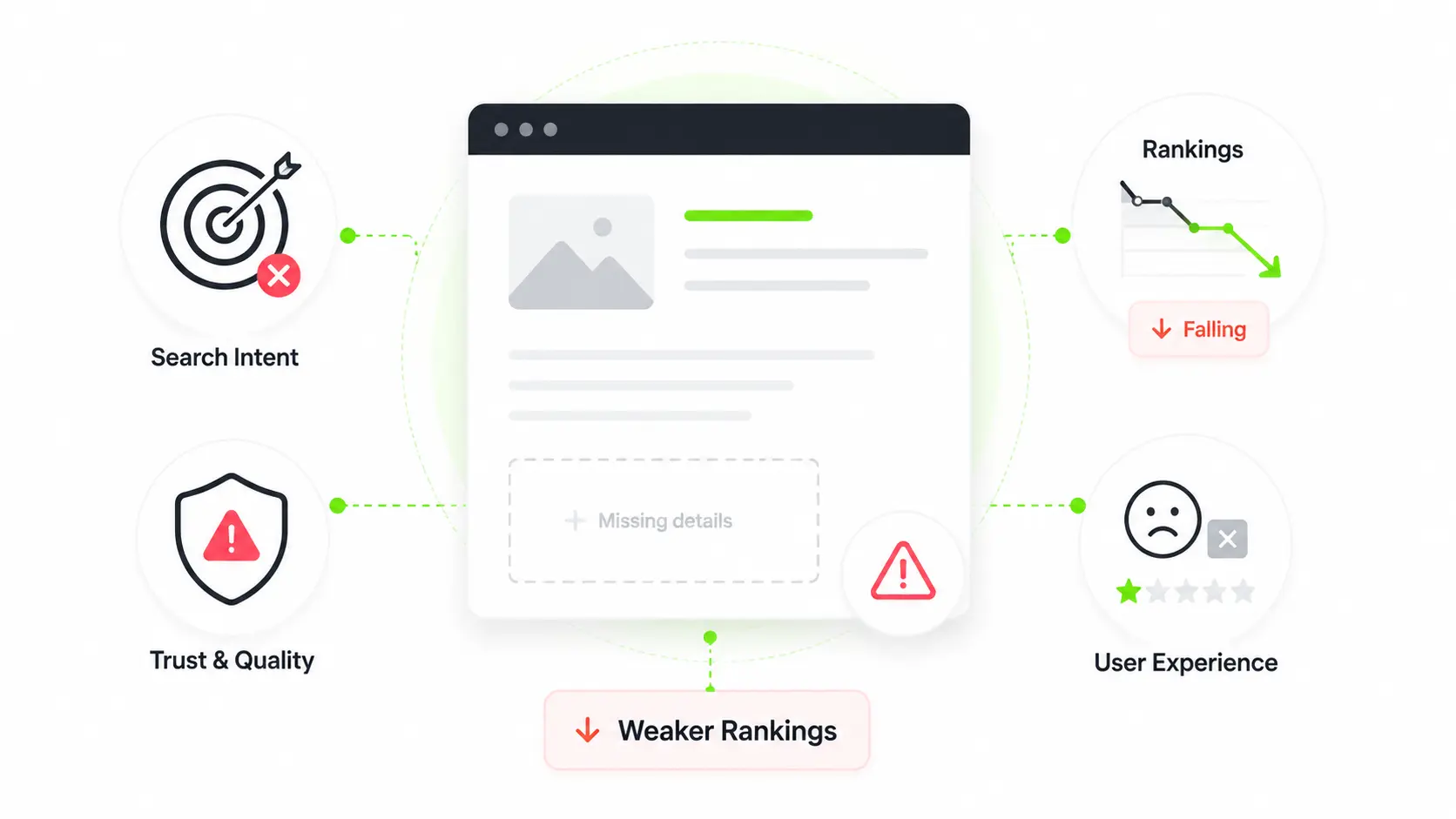 Why thin content can harm rankings showing how weak pages affect user experience and search intent