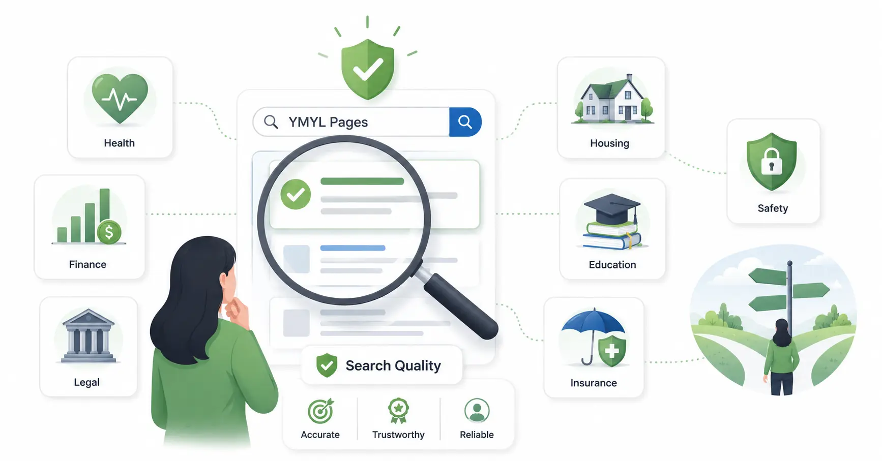 Why YMYL pages matter for search quality showing how sensitive content affects user decisions
