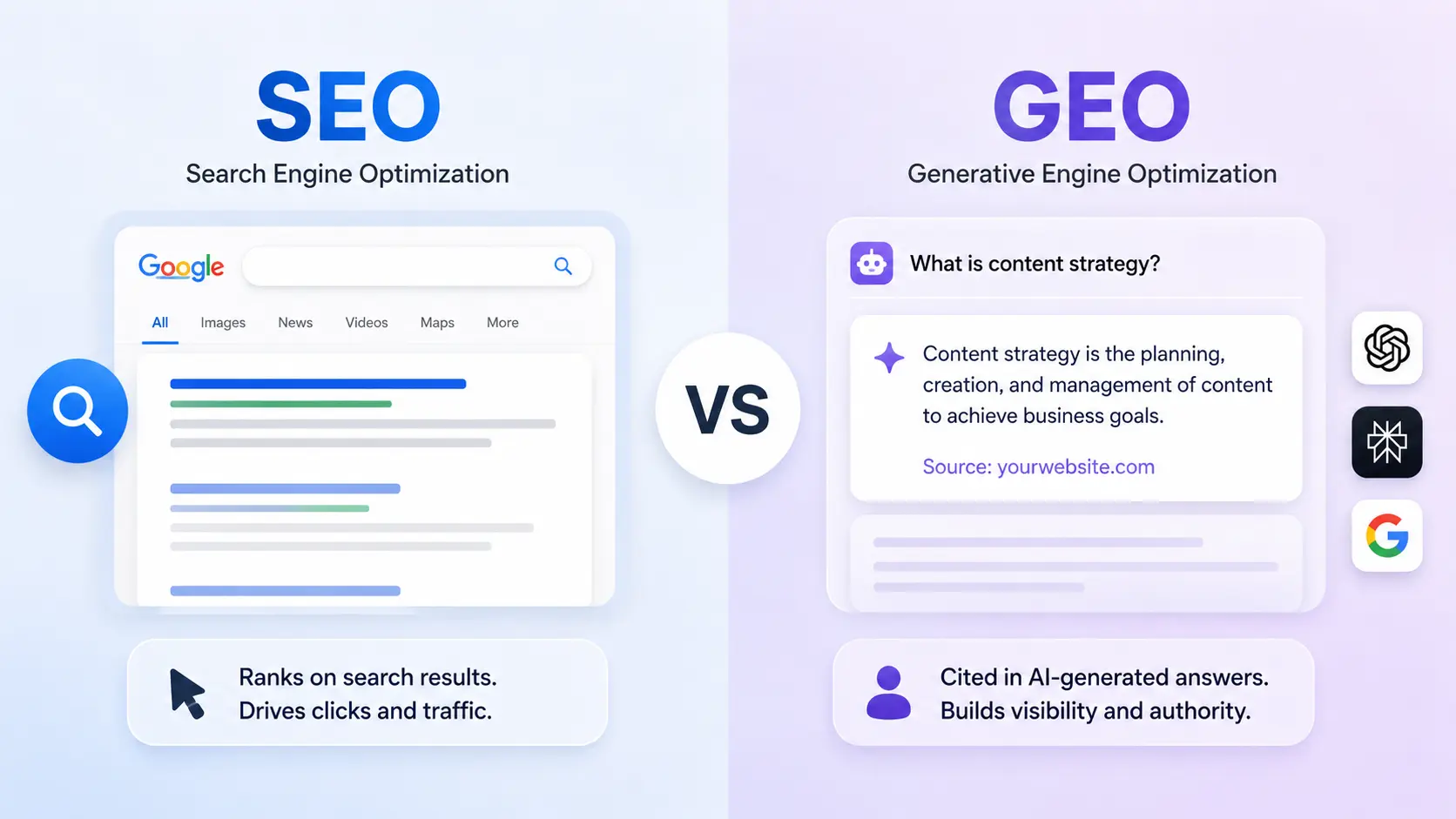 GEO vs SEO comparison overview