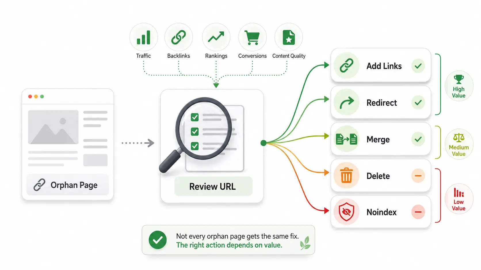 Fixing orphan pages with internal links redirects and SEO decisions